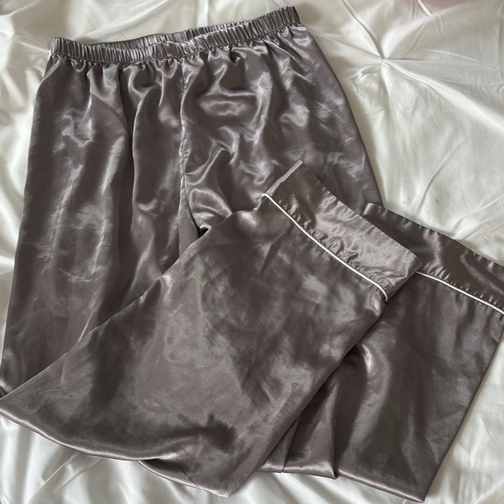 womens Gray Satin pajama Pants